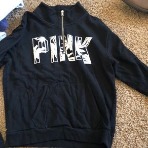 Pink black half zip